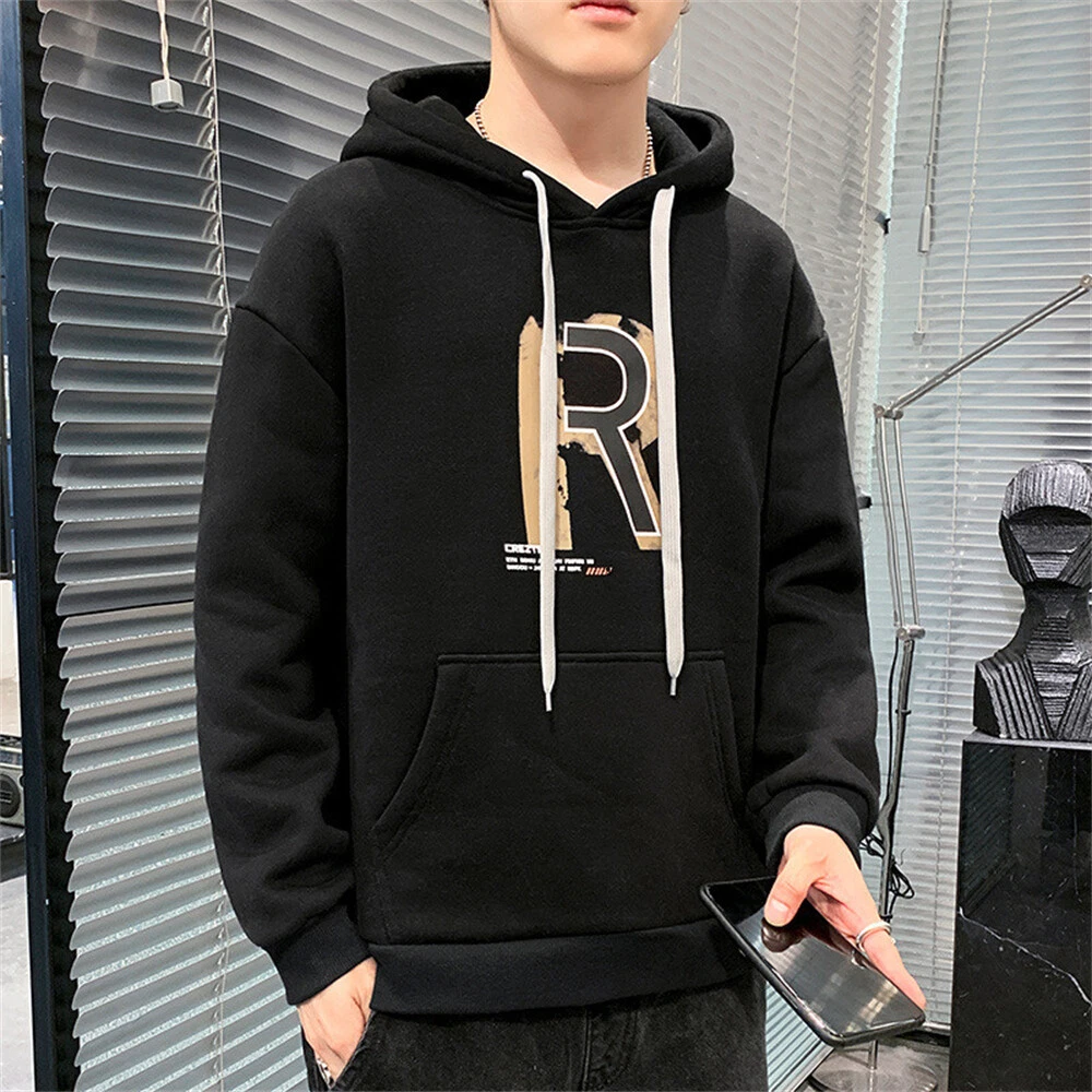 Men Baggy Hoodie Workout Top Casual Hooded Coat Hip Hop Fashion Sweatshirt