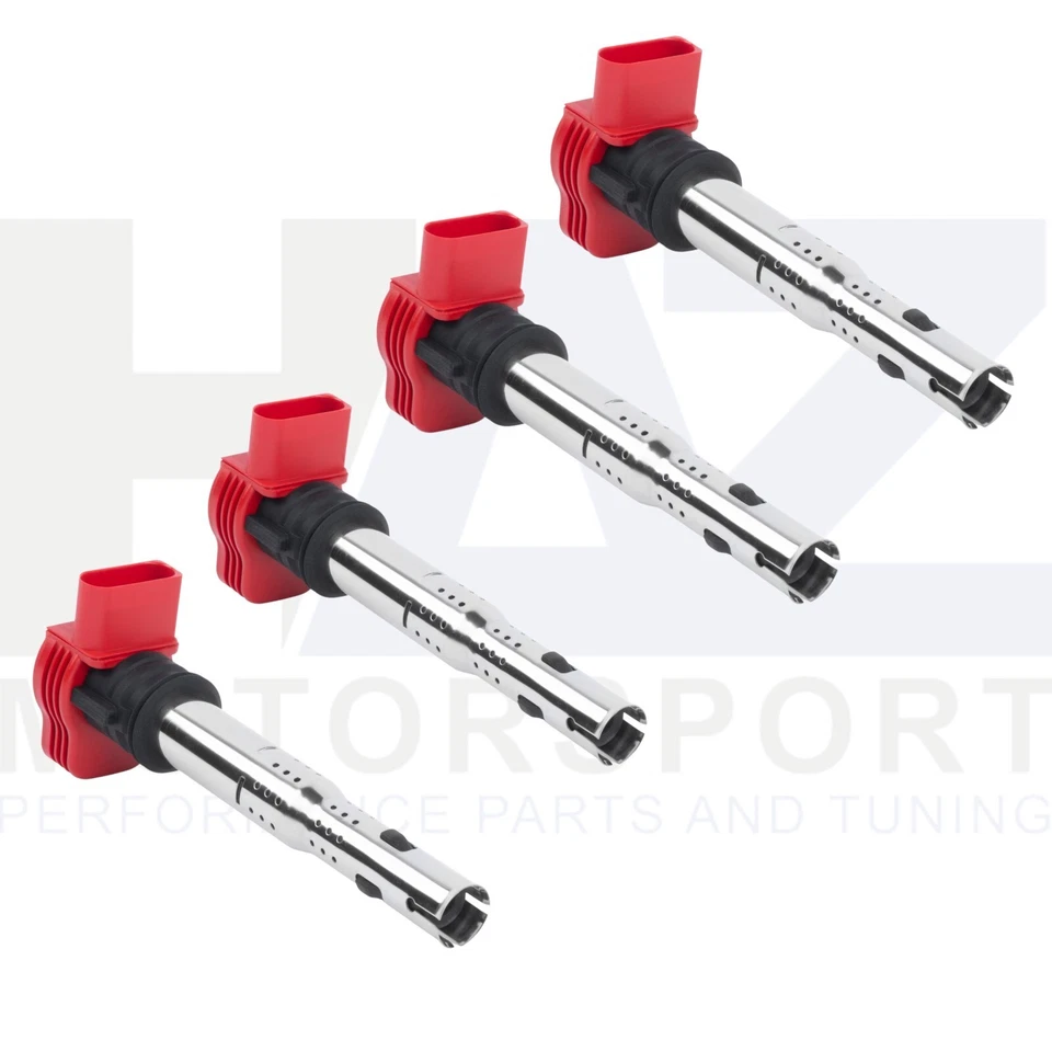 APR R8 Style Red Ignition Coil Packs For VW Golf MK5 GTI MK6 GTI R ED35 S3 8P x4 - Image 3 of 4