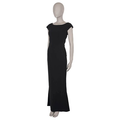 Formal Boat Neck Dress Alex Evenings Long Rosette A-Line Gown W/ Sequin  Detail Short Sleeves
