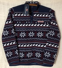 NWT Vineyard Vines Boy s Blue Print Fairisle Snap Placket Fleece Jacket Medium M