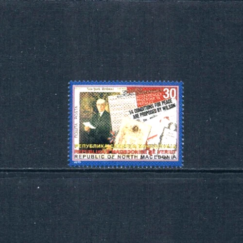 Valor Scott de $1,10 - MACEDONIA Woodrow Wilson 2019 presidente de Estados Unidos CV MNH NH UMM Foto 3 de 4