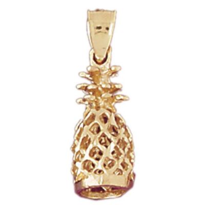 Pineapple 3 Dimensional Charm Pendant 14k Gold