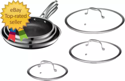 Hybrid Nonstick 6-Piece Fry Pan Set, 8, 10 and 12-Inch Frying Pans with Tempered