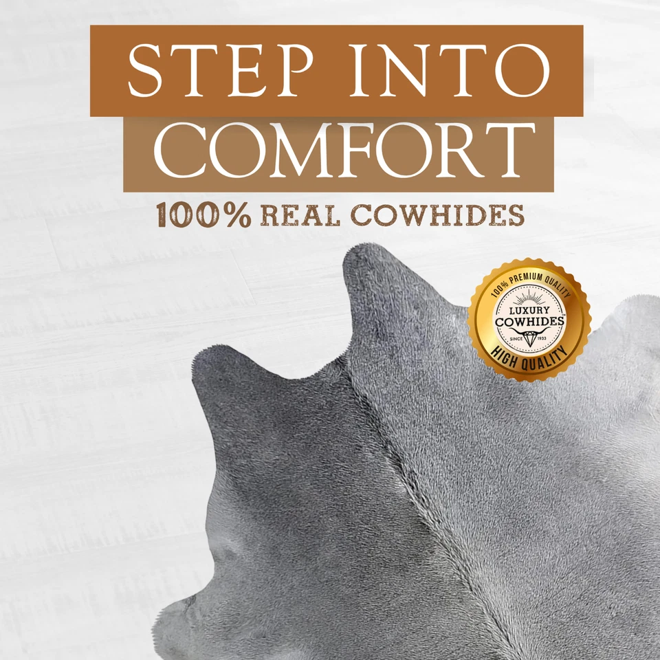 Alfombra de cuero de vaca real gris - talla 6 X 6-7' Foto 3 de 4