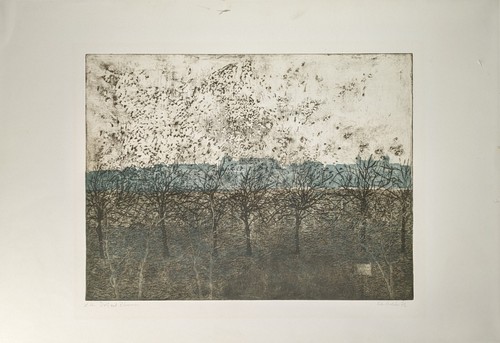 Peter Redeker, Dorf mit Bäumen, Radierung, signiert, num., betitelt, 1972