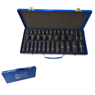 FALON-TECH Kraft Steckschlüssel Set 35tlg. Schlagschraubernüsse 1/2" Nüsse Kraftnuss 6-Kant