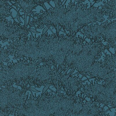 Profhome 369726-GU Natur Tapete Floral matt blau schwarz 5,33 m2