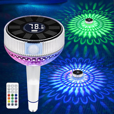 2025 Upgraded Pool Thermometer Floating Easy Read with Colorful Light Show & Rem