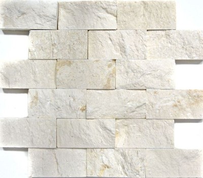 Mosaikfliese Kalkstein Naturstein weiß Brick Splitface Colonial Limestone 3D  ..