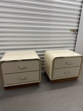 1970s White Mid Century Modern Pair of Nights...