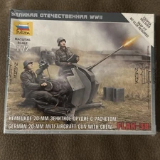 Zvezda German 20-MM Anti Aircraft With Crew Military Army 1/72 Model Kit New
