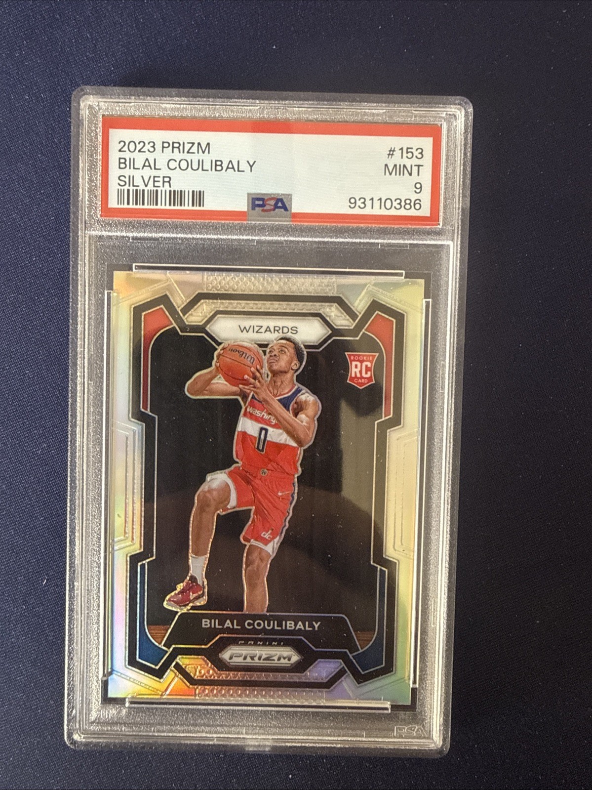 2023-24 Prizm Bilal Coulibaly RC Prizm Silver Rookie #153 Wizards PSA 9