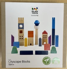PlanToys Cityscape Blocks Building Toys Kids 3+ Eco Friendly Wooden Block Set
