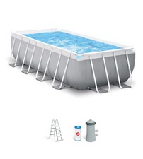 PISCINA FUORI TERRA CON STRUTTURA RETTANGOLARE INTEX "PRISMA METAL FRAME" GRI...
