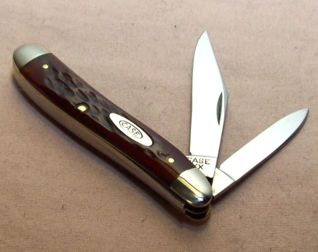 1950 to 1964~CASE XX~MINT UNUSED~6220 DARK RED BONE 2 BLADE PEANUT POCKET KNIFE~