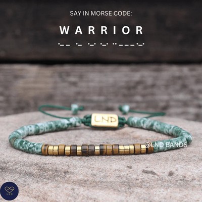 Morsecode Armband ''WARRIOR'': verstellbar, aussagekräftig, geheime Botschaft 