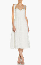AIDAN MATTOX NWT $295 Ivory White Embroidered Tea-Length A Line Corset Dress 2