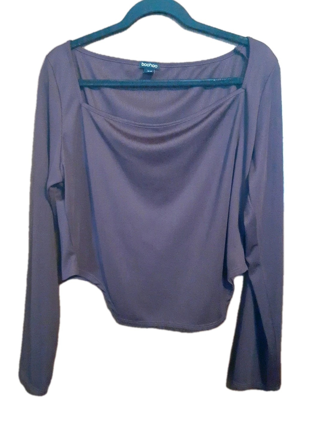 Boohoo Plus Size Womens Brown Long Sleeve Crop Top Size 18-image