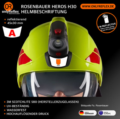 Rosenbauer HEROS H30 - Helmet Lettering, Retro Reflective Sticker