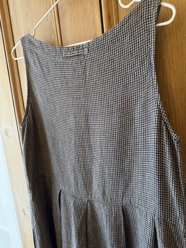 Beautiful Toast 100% Linen Navy Ecru Check Dress -S - Picture 3 of 13