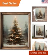 Elegant Vintage Christmas Tree Wall Decor - Unframed Art for -Round Use