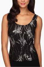 Alex Evenings Sequin Tank Top MP Black NWT
