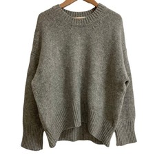 GALERIE VIE Fine Wool Crew Neck Pullover Knit Size S Gray Women USED