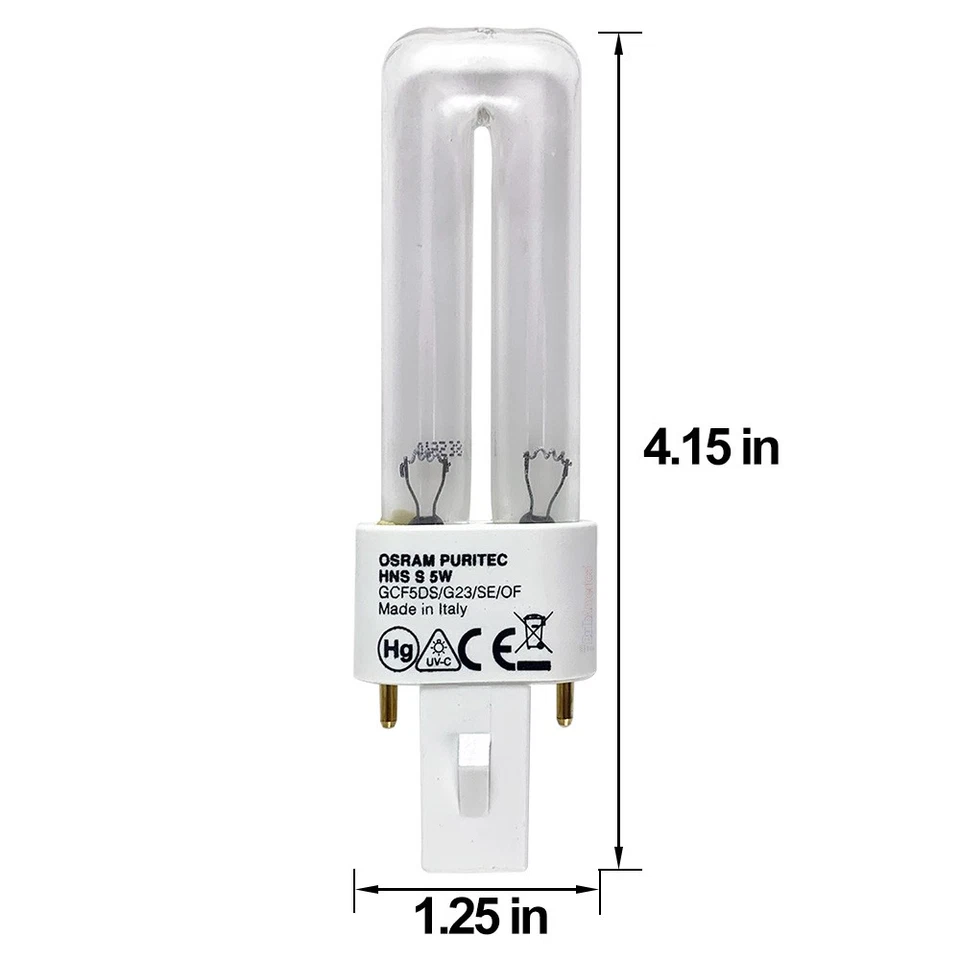 OSRAM 23396 GCF5DS/G23/SE/OF 5W T12.5 G23 Germicidal Light Bulb - Image 2 of 3