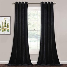 Velvet Curtains 108 inches -out Soft Luxury 52"W x 108"L Pack of 2 Black