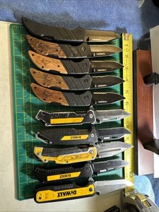 LOT OF 10 (5) HUSKY & (5) DEWALT FOLDING POCKET KNIVES 