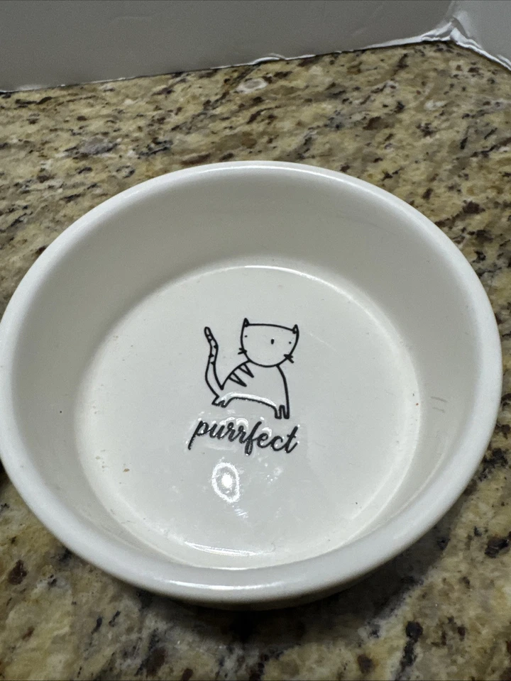 Purfect Signature Artículos para el hogar Gres Azul 4,5" Plato de comida para gatos Tazón de agua (2) Foto 3 de 4