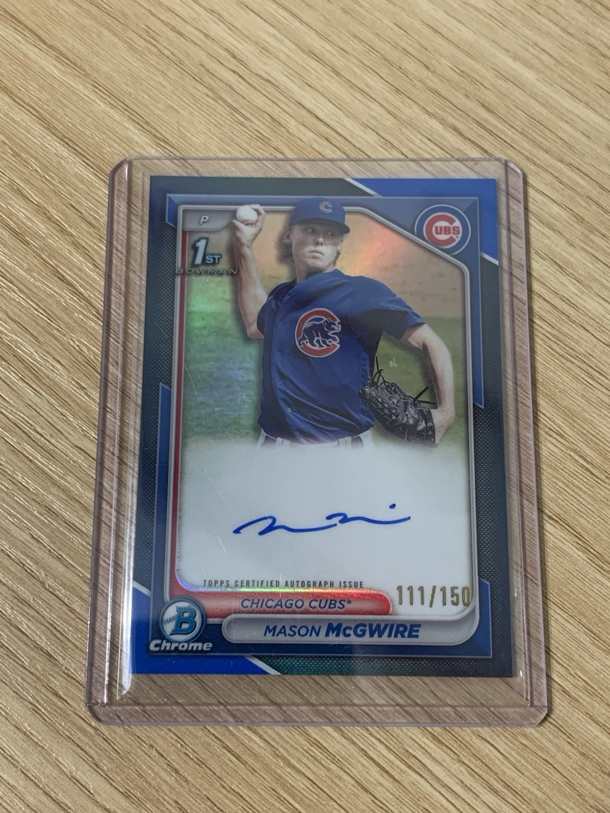 2024 Bowman Chrome Mason McGwire Auto Blue Refractor 1st Prospect #/150 Cubs