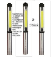 3 X Camelion COB LED Inspektionsleuchte Magnetclip 3W / 200 Lumen Grau