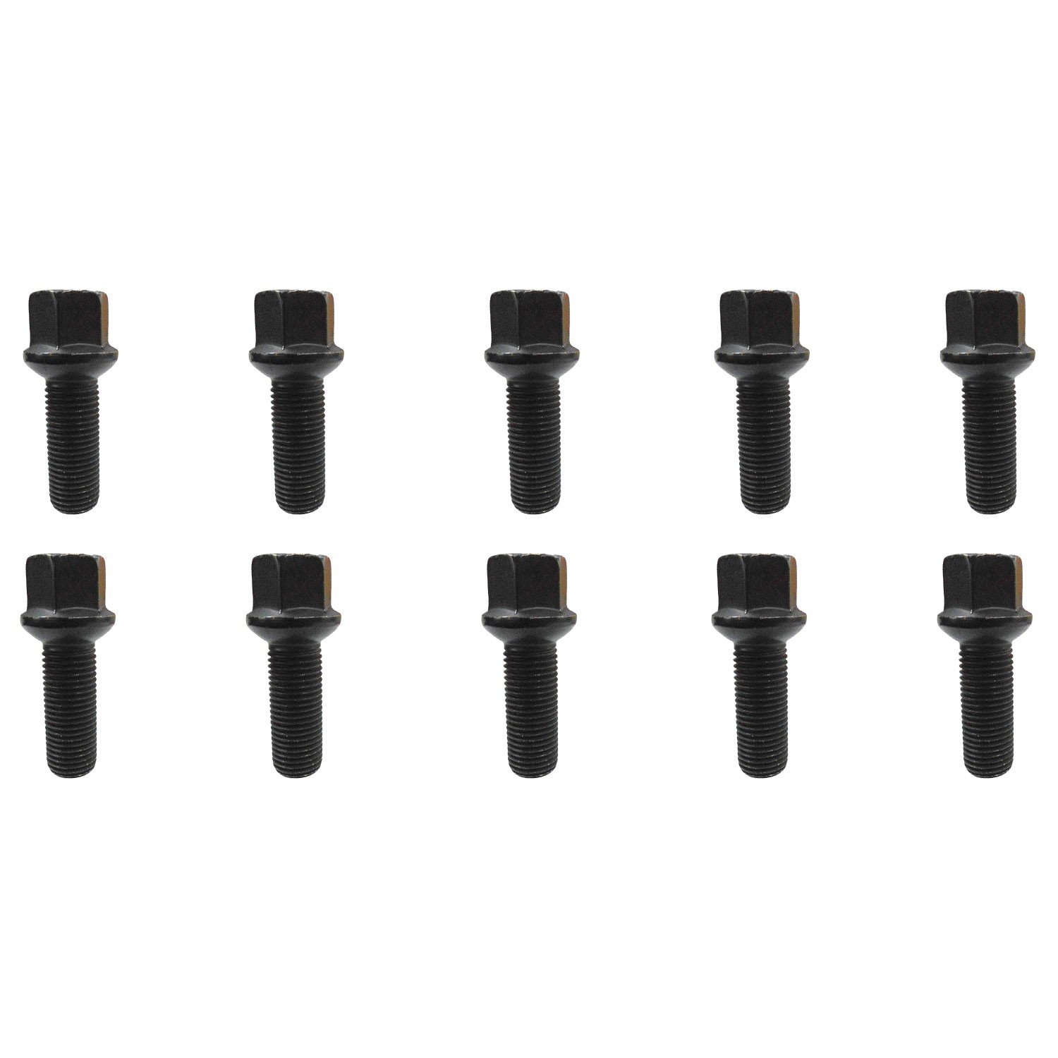 10x Wheel bolts M14x1,5 ball seat R13 27mm black for Bentley Continental GT 4x4
