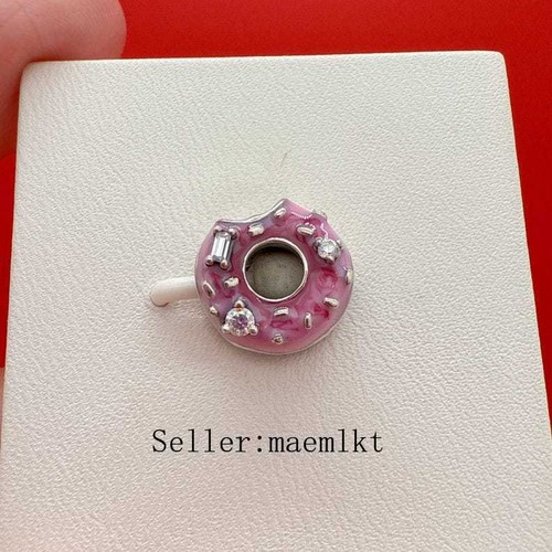 New 925 Sterling Silver Sparkling Sprinkled Donut Charm For Bracelet 792596c01