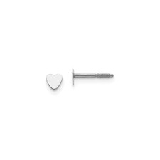 14k White Gold Tiny Heart Children's Screw Back Post Earrings 4mm