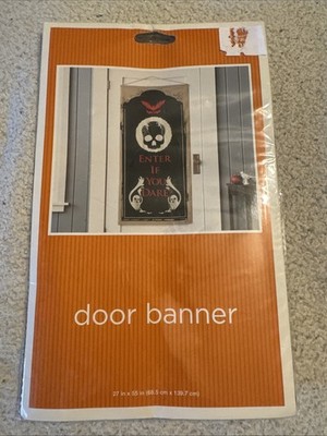 Halloween Door Banner  Enter If You Dare  Skull & Ghost Design