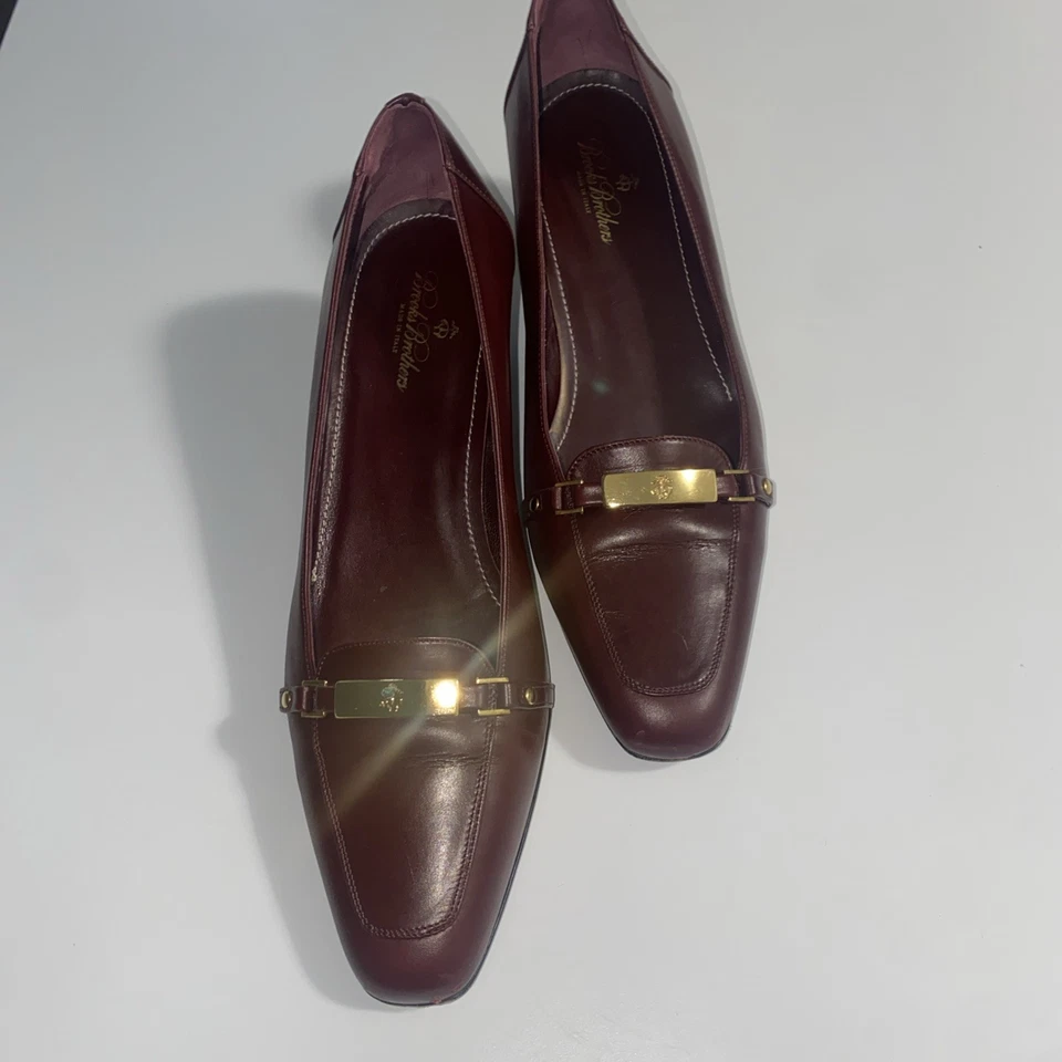 Винтажные женские бордовые кордованские кожаные туфли на низком каблуке Brooks Brothers 6,5  - Изображение 3 из 4