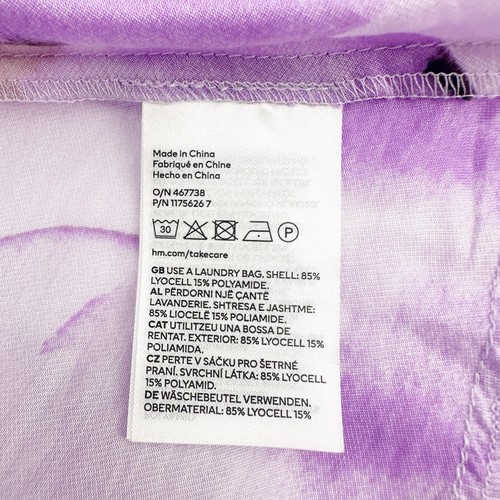 H&M Midi Dress M Womens Purple Watercolor Resortwear Romantic Feminine Vacation - Picture 7 of 8