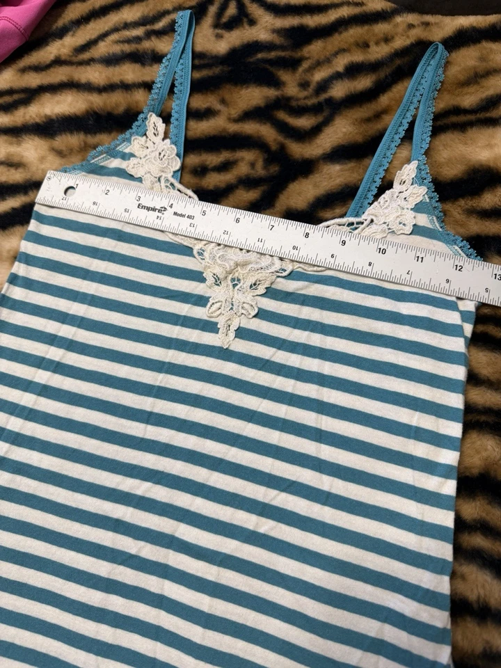 Hollister Blue Stripe Lace Cami SZ S Cami Y2K Fairycore Vintage - Image 3 of 4