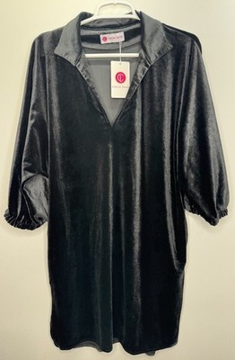Caryn Lawn NWT Betsy Collar Black Velvet Dress Tunic Top One Size Fits Most