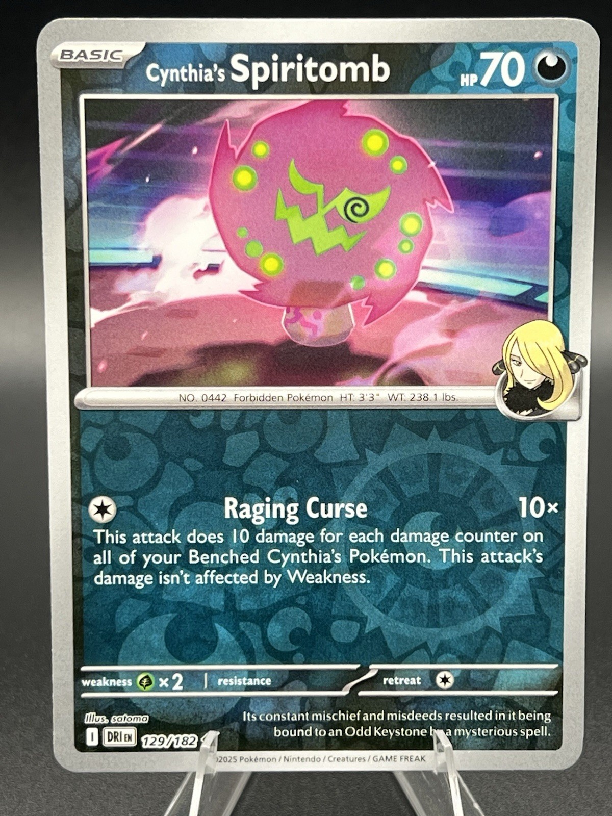 Pokemon TCG Cynthia's Spiritomb 129/182 SV Destined Rivals Reverse Holo Card NM