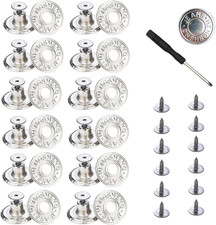 12 Pcs Metal Button for Jeans, 20 Mm No-Sew Nailess Removable Metal Jeans Button