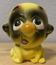 The UGLIEST vintage Kreiss PSYCHO CERAMICS pencil holder ~ yellow 4” tall