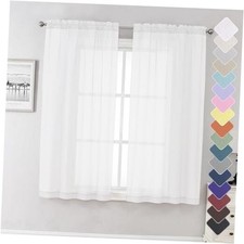 Sheer Curtains 63 Inch Length 2 Panels, Elegant 40"W x 63"L Pack of 2 White