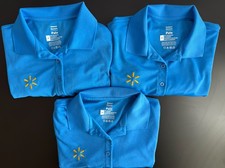Walmart Polo Shirts Lot of 3 Womens Medium Blue Employee Workwear Uniform