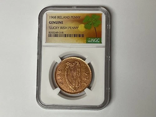 1968 Ireland Penny NGC Genuine Uncirculated COOL "LUCKY IRISH PENNY" Rarer Date
