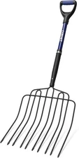 10-Tine Pitch Fork for Gardening, Heavy Duty Manure & Mulch Fork with Handle