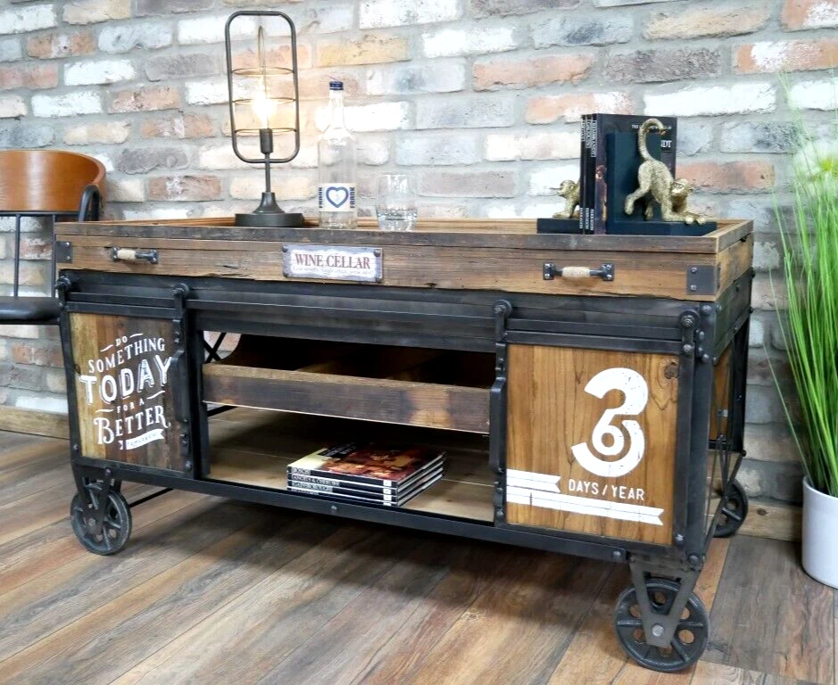 Coffee table on wheels with storage deals