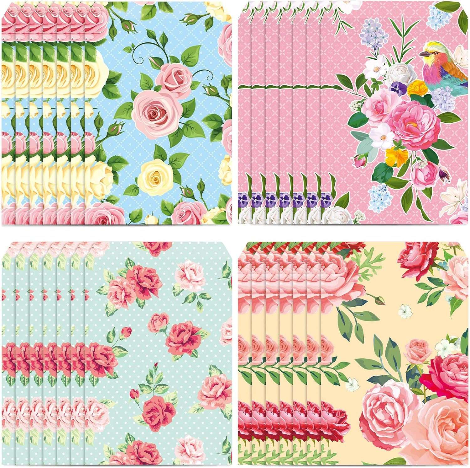 100 Pcs 5x7 Floral Tea Party Favor Bags Spring Treat Pouches